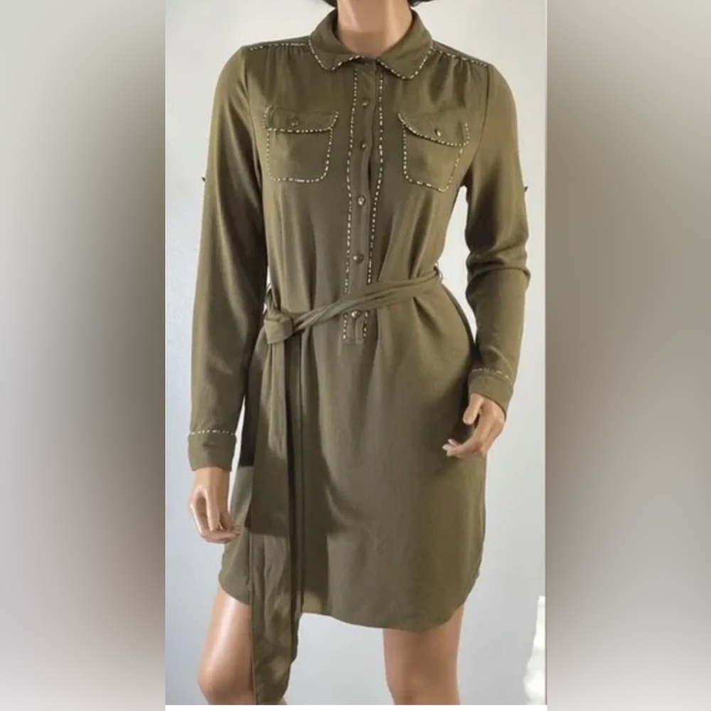 Banana Republic Olive Green Shirt Dress sz 12 *NEW